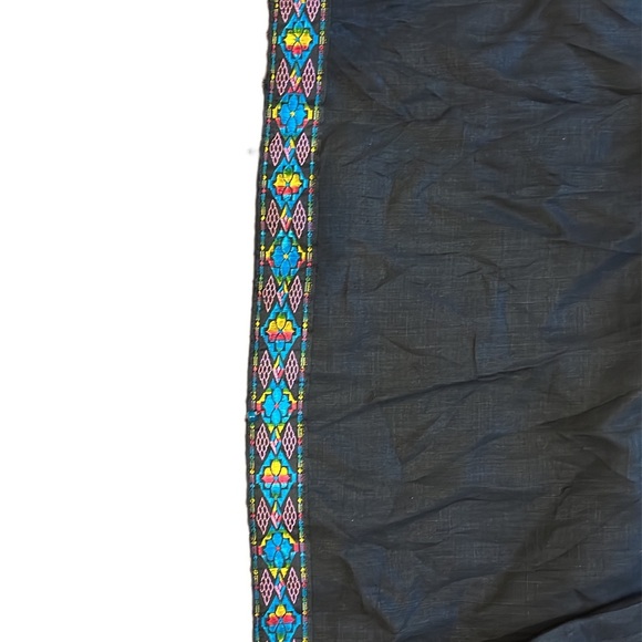 Womens Black Linen Dress with Embroidered and Beaded Details Size 12 - Picture 3 of 3